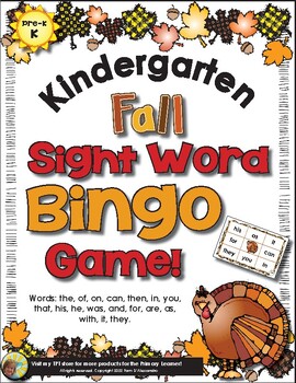 Preview of Sight Word Fall Bingo - Fall Sight Word Bingo Game - Lots of Sight Word Practice