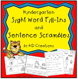 Sight Word Fill-Ins and Sentence Scrambles for Kindergarten