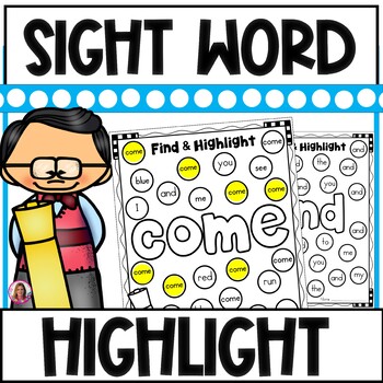 Preview of Sight Word Find and Highlight | 40 Dolch Pre-Primer Sight Words | Reading