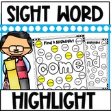 Sight Word Find and Highlight | 40 Dolch Pre-Primer Sight 