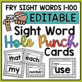 EDITABLE Sight Word Fine Motor Activity Hole Punch Cards F