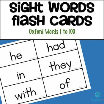 Sight Word Flash Cards - Oxford Word List 1 to 100