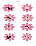 Sight Word Flash Cards for Word Study Lists A-H - Flower Theme