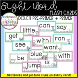 Dolch Pre-Primer and Primer Sight Word Cards with Sentence