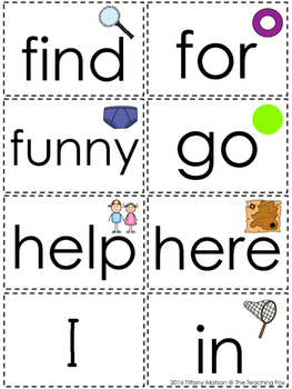 pre primer dolch sight words flash cards