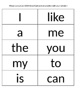 Preview of Sight Word Flashcards - Editable