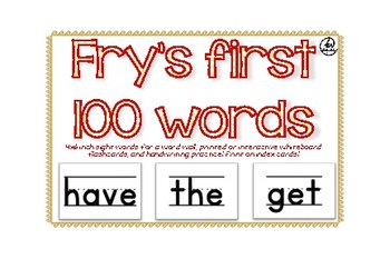 Preview of Sight Word Flashcards - Fry's First 100 Words