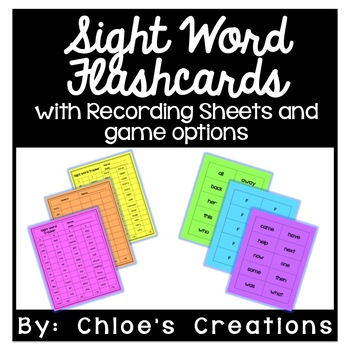 Preview of Sight Word Flashcards: with Recording Sheets and Game Options