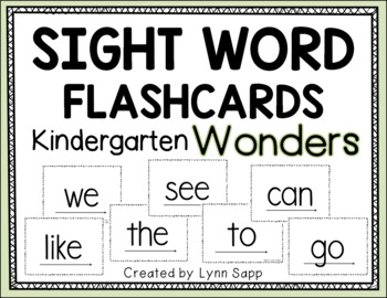 Kindergarten Flash Cards Sight Words Teaching Resources | TpT