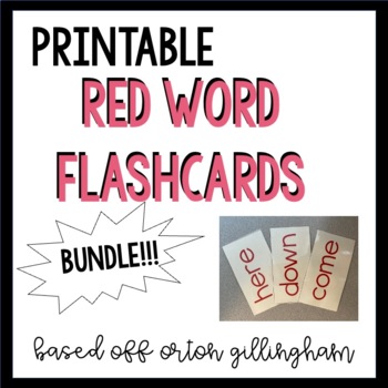 Preview of Sight Word Flashcards (Orton Gillingham Red Words) BUNDLE