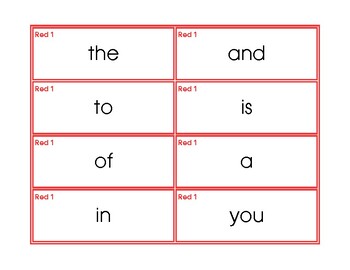 Preview of Sight Word Flashcards for the Waseca Reading Program (Print)