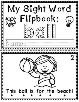 Sight Word Flip Book (Flipbook) - BALL