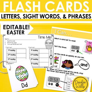 Preview of Easter Sight Words Fluency Flash Cards, Alphabet Cards, & Sentence Fluency