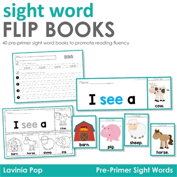 Preview of Sight Word Fluency Flip Books: 40 Pre-Primer Sight Word Booklets
