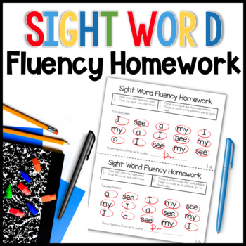 Preview of Sight Word Fluency Homework