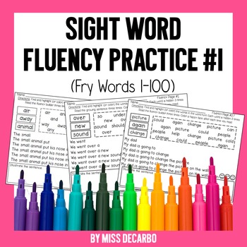 Preview of Sight Word Fluency Practice 1 Fry Words 1-100 - No Prep, Small Group Reading