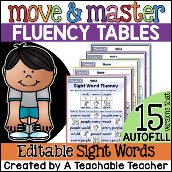 Preview of Sight Word Fluency Practice - EDITABLE | Sight Word Move & Master Fluency Tables