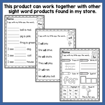 Sight Word Fluency Worksheets Frys Words 151 to 200 | TpT