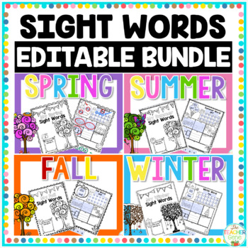 Preview of Editable Sight Word No Prep Bundle