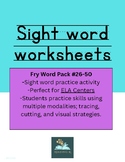 Sight Word Fry Worksheets (Fry Words #26-50)