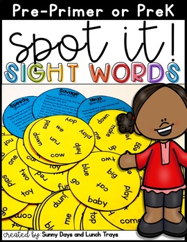 Preview of Sight Word Game (Spot it! Dutch Pre-Primer)