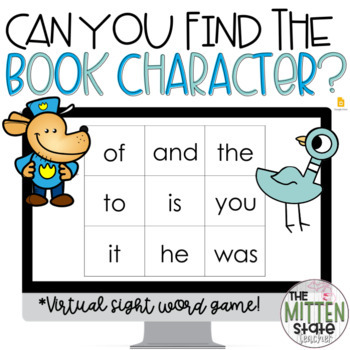 Preview of Sight Word Game: Virtual and Editable: Can You Find the Book Character?
