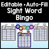 Sight Word Bingo - Editable with Auto-Fill! Color and B/W 