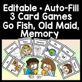Editable Card Games Bundle - Go Fish, Old Maid, Memory {Ed