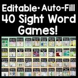 Sight Word Games-Editable with Auto-Fill! {40 Games!} Sigh