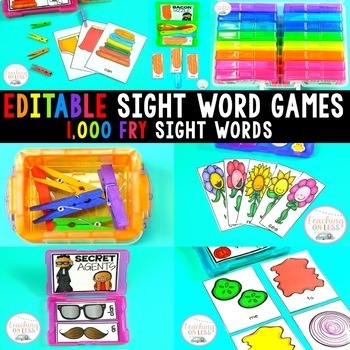 Preview of Editable Sight Word Games + 1,000 Fry Words