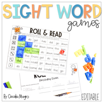 Preview of Sight Word Games EDITABLE Sight Word Fluency