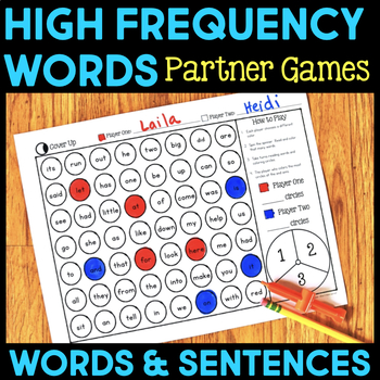 Preview of High Frequency Words Partner Sight Word Games Sentences First Grade Reading