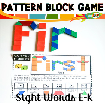 Preview of Sight Word Games Pattern Block Mats E-K | Pattern Blocks | Word Work Activities