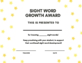 Sight Word Growth Certificate