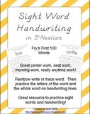 Sight Word Handwriting Sheets in D'Nealian