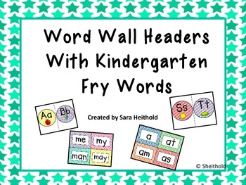 Preview of Sight Word Header and Word Cards with Kindergarten Fry Words