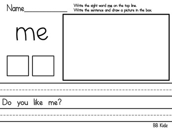 Sight Word/ High Frequency Word/ Dolch Word Recognition Kindergarten Set 1