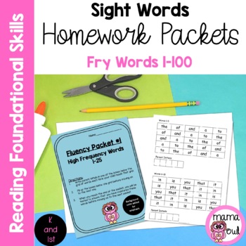 Preview of Sight Word Homework Packets (Fry Words 1-100)