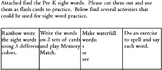 Sight Word Homework - PreK