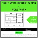 Kindergarten Sight Words & Word Work Printables (Autism & 