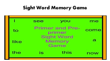 Preview of Sight Word Interactive Memory Game: Active Inspire program Flip Chart