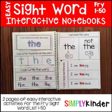 Sight Word Interactive Notebook - Fry 1-50