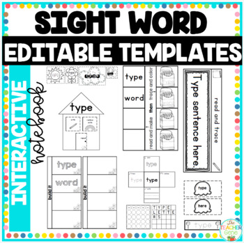 Preview of Editable Sight Word Interactive Notebook Templates