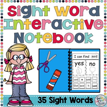 Preview of Sight Word Interactive Notebook for Kindergarten - Bonus Boom Card