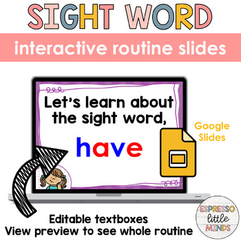 Preview of Sight Word Interactive Routine Slides