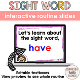 Sight Word Interactive Routine Slides