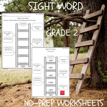 Preview of Sight Word Ladder Worksheets Grade 2 NO Prep | 75 Words In ALL