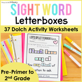Dolch Sight Word Letterbox Worksheets | Pre-Primer, Primer