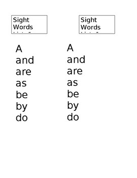 Preview of Sight Word List -2