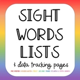 Sight Word Lists & Data Tracking Checklists